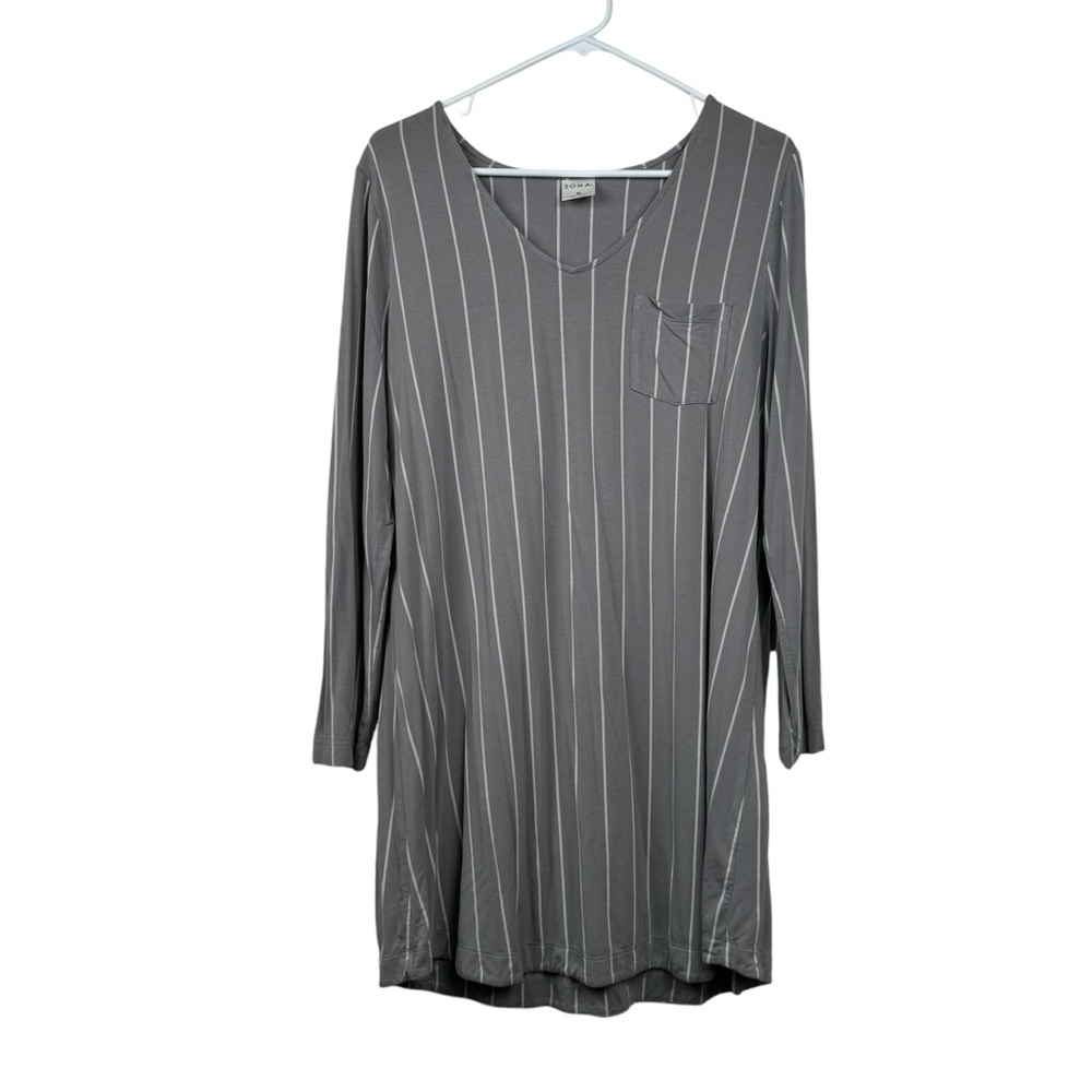 Soma gray and white striped loungewear sleep shirt size M
